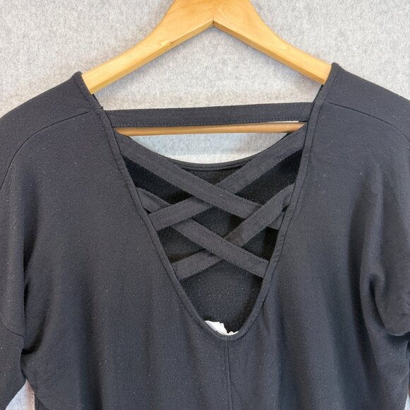 Athleta Womens Black Cross Back Sweater Long Sleeve‎ Shirt Modal Blend Size XXS - Picture 8 of 15